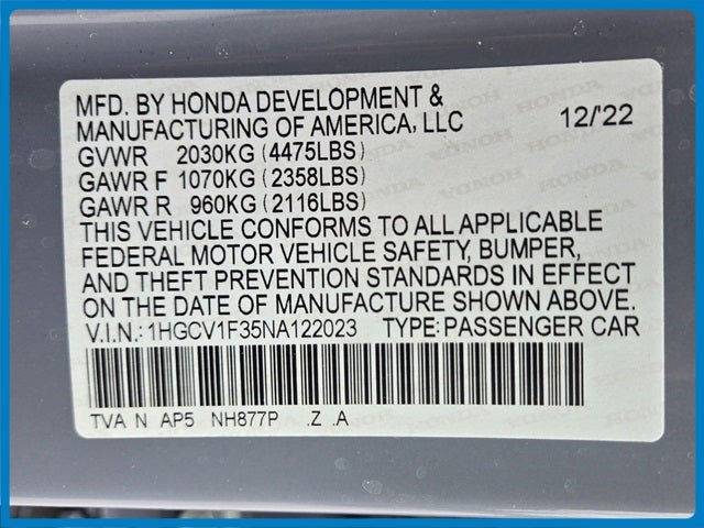 2022 Honda Accord Sport