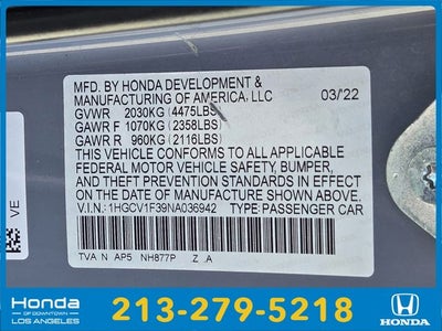 2022 Honda Accord Sport