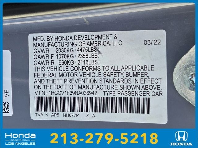 2022 Honda Accord Sport