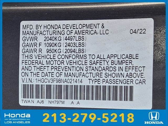 2022 Honda Accord Hybrid Touring
