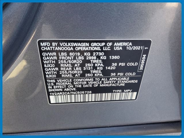 2022 Volkswagen Atlas 3.6L V6 SEL R-Line