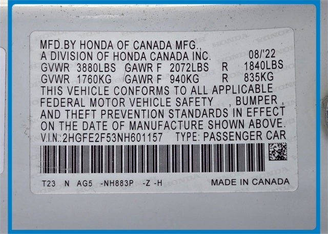 2022 Honda Civic Sport