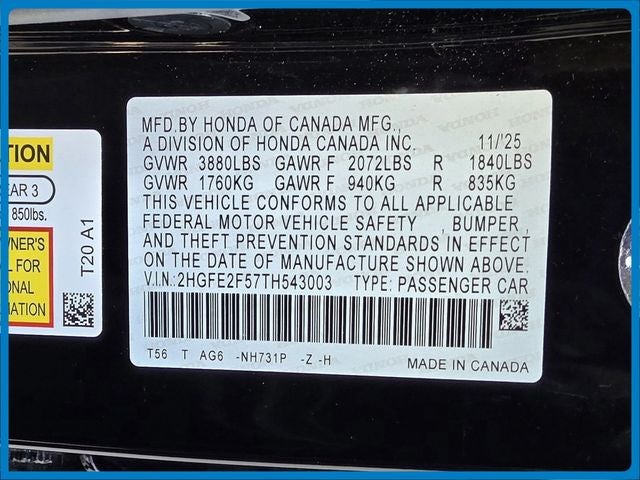 2026 Honda Civic Sport