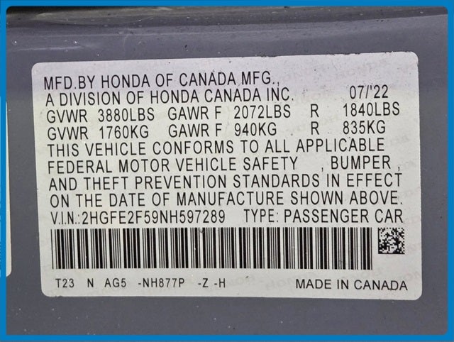 2022 Honda Civic Sport