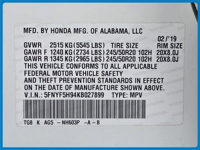 2019 Honda Pilot Touring 8 Passenger