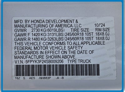 2025 Honda Ridgeline Sport