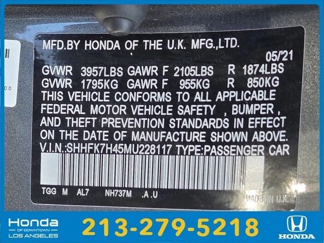 2021 Honda Civic Sport