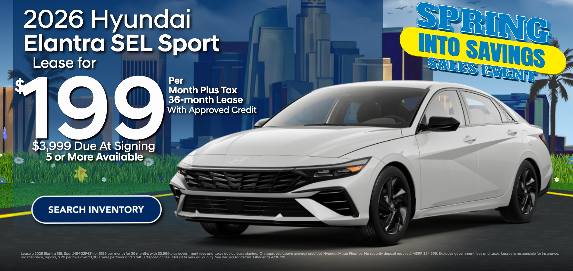 2026 Elantra Sport SEL Lease at Hyundai DTLA