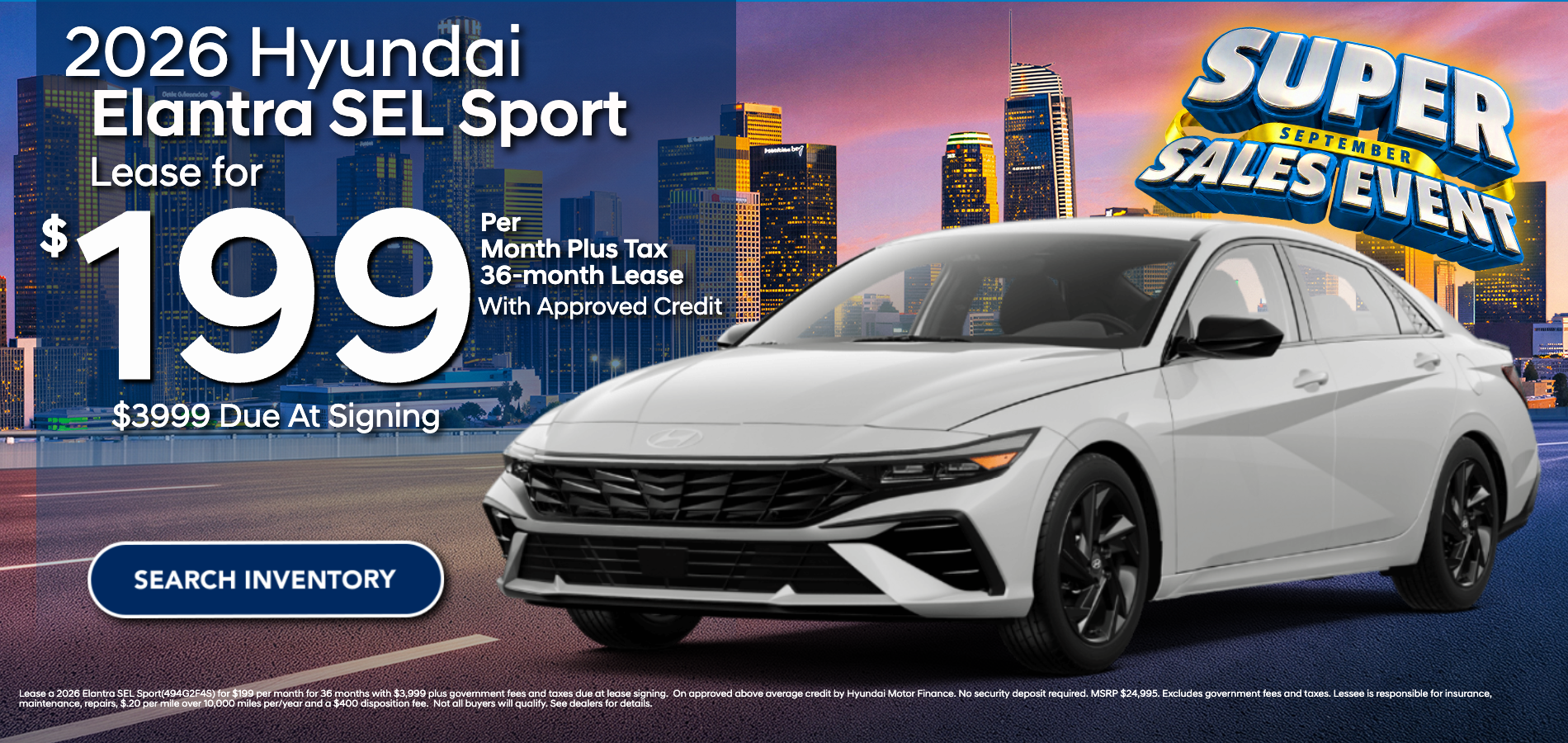 2026 Elantra SEL Sport lease at Hyundai DTLA