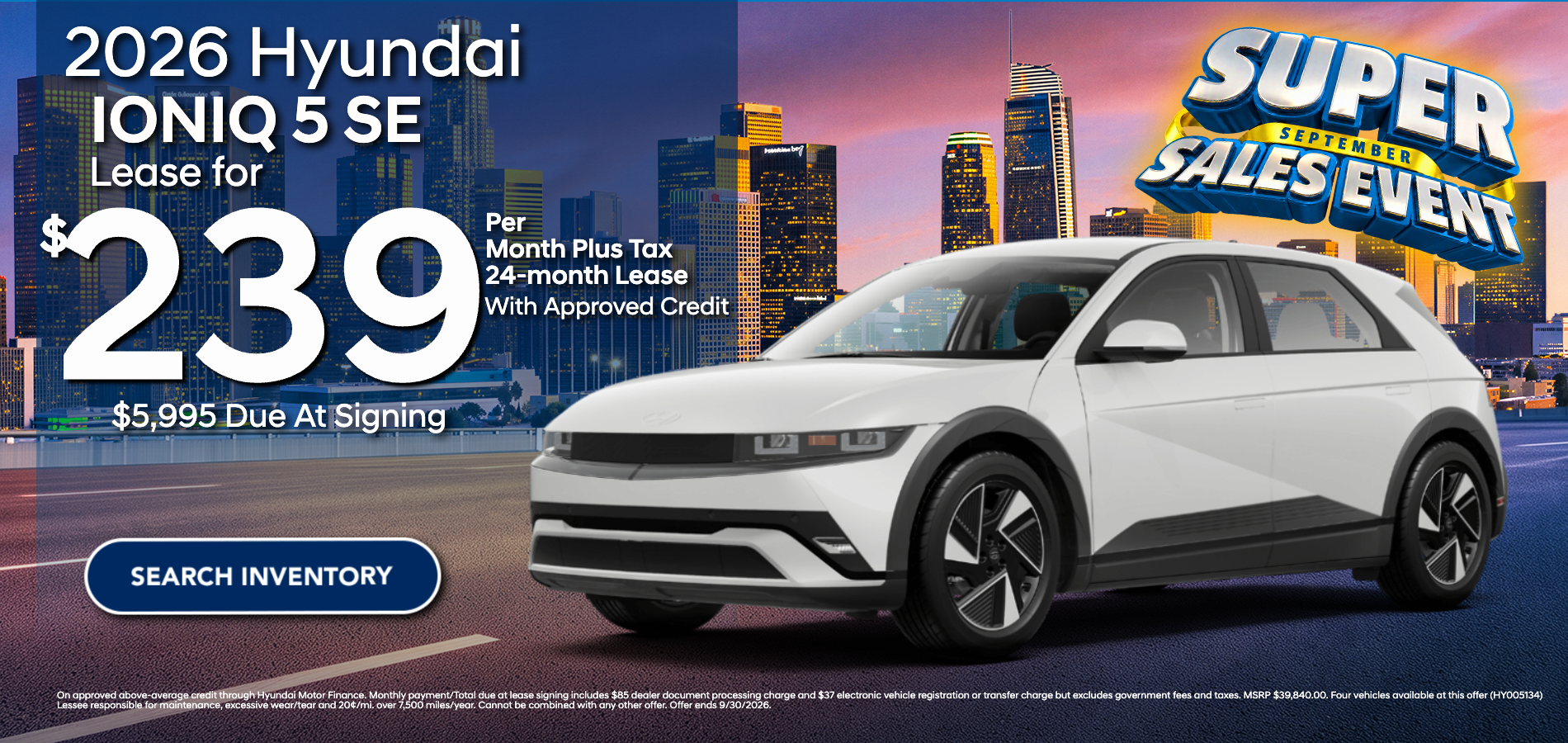 2026 IONIQ 5 SE lease at Hyundai DTLA