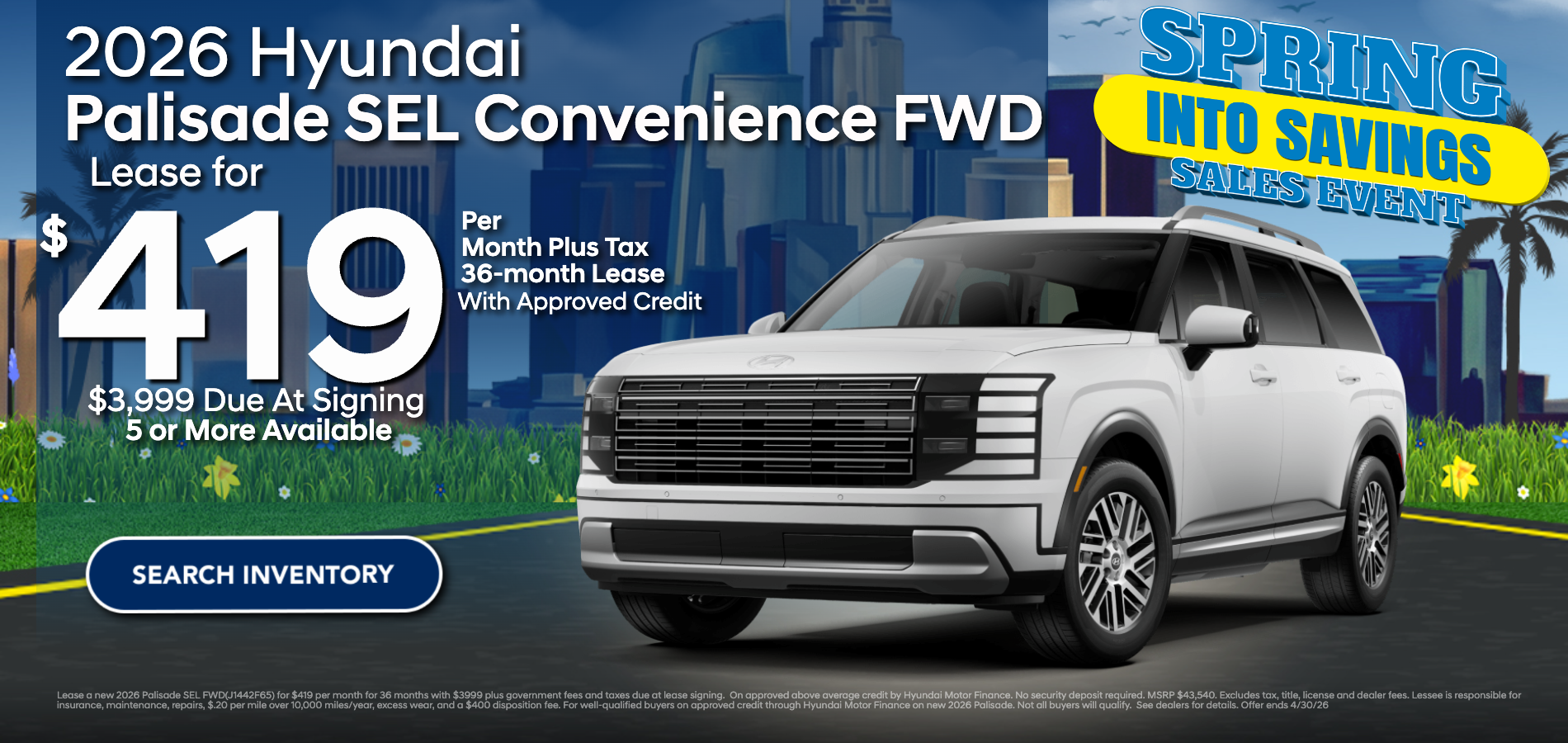 2026 Palisade SEL FWD Lease at Hyundai DTLA