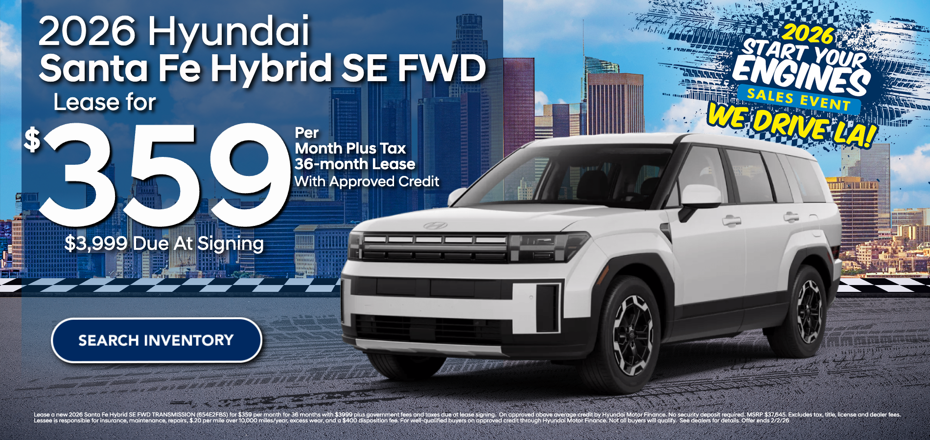 2026 Hyundai Santa Hybrid Fe SE lease at Hyundai DTLA